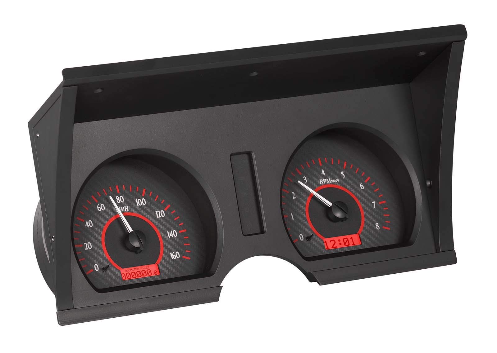 Dakota Digital Compatible VHX-78C-VET-C-R with 1978-82 Chevy Corvette Analog Dash Gauge System Carbon Fiber Style Red Backlighting