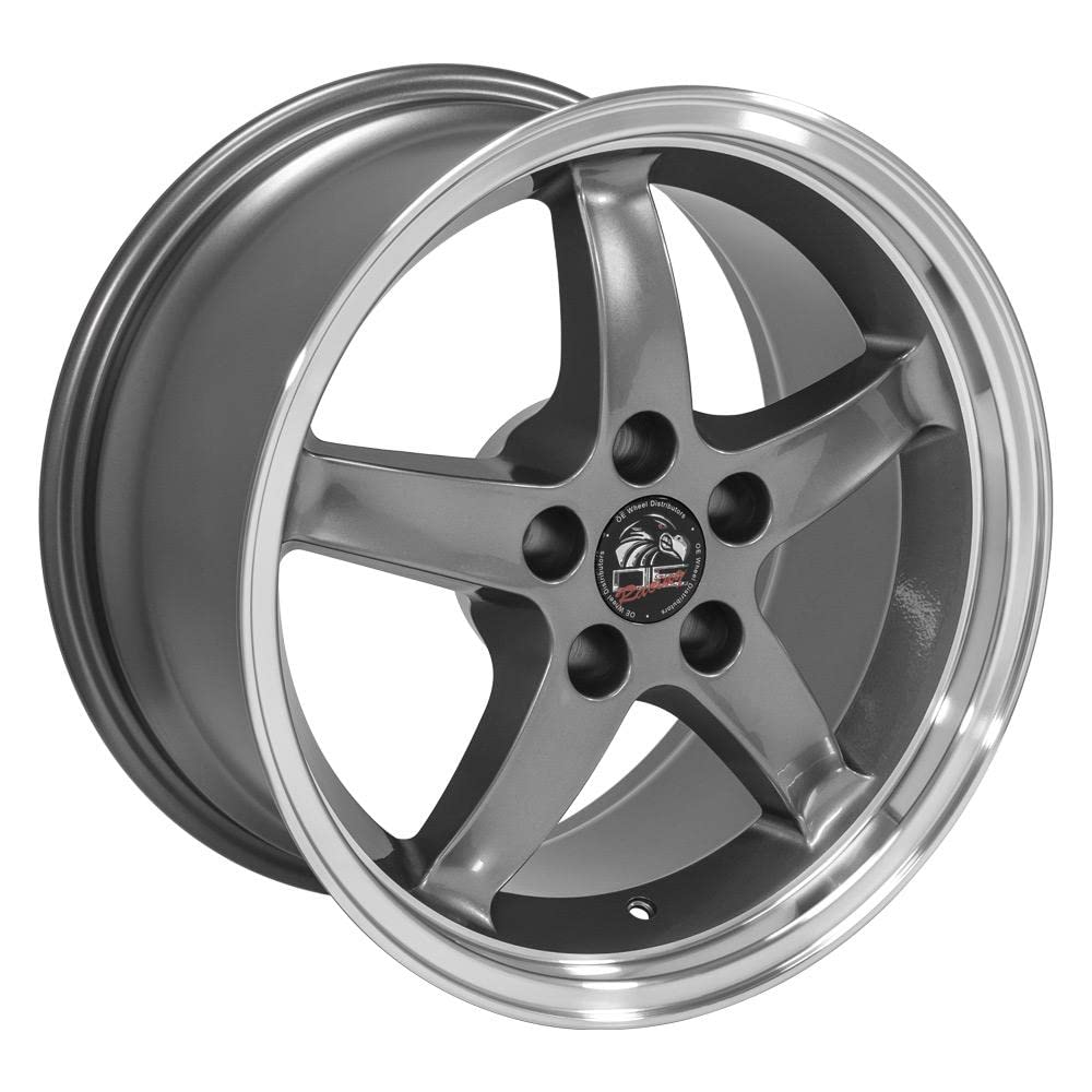 17 Inch OE Wheels FR04B Rim Fits Mustang Cobra R Style 5x114.3 17x9 Gloss Gunmetal Machined Lip (1)