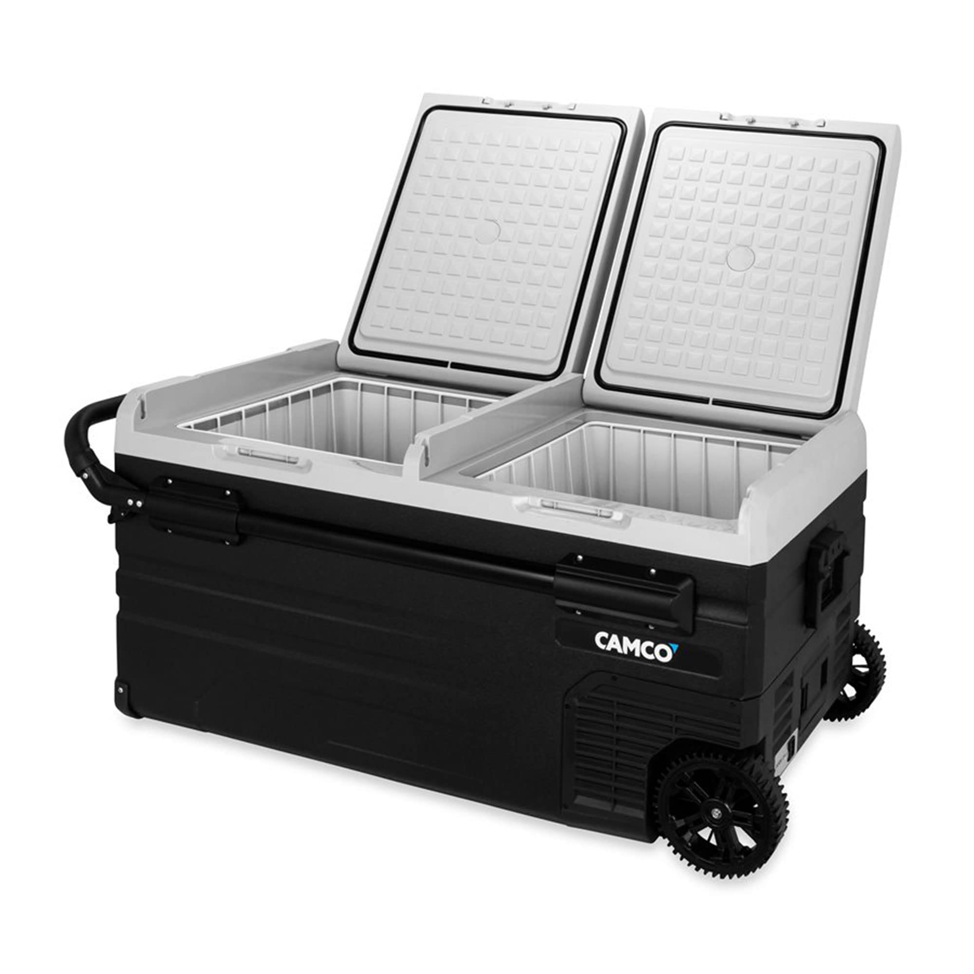 CAM-950 Camco 51522 Portable Refrigerator, AC 110V/DC 12V Compact Fridge/Freezer with Dual Zone Cooling, 95-Liter - Keeps Food and Drinks Cold While On-the-Go - Ideal for Road Trips, RVing, Camping