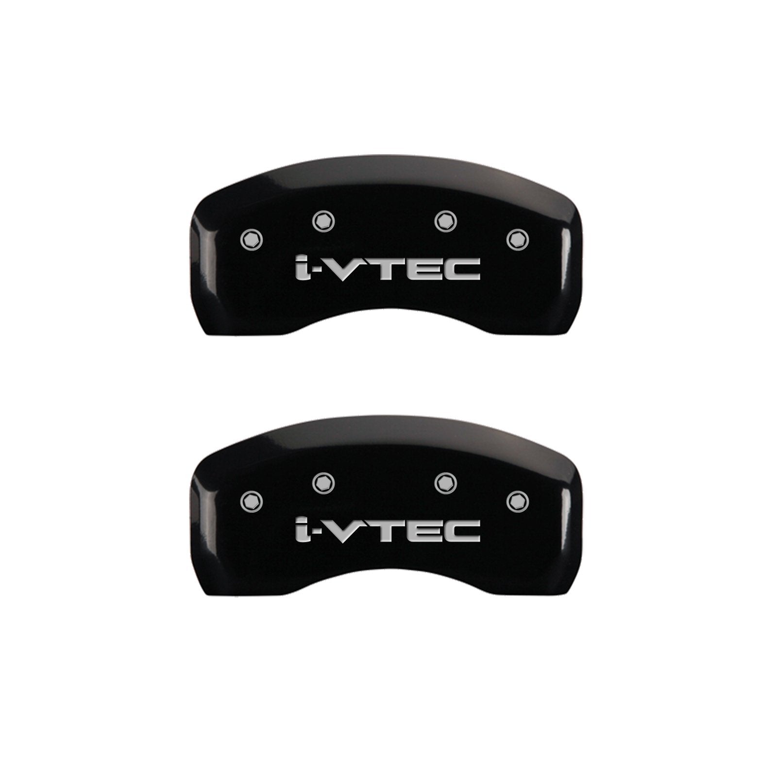 MGP Caliper Covers Front and Rear 20211SIVTBK Black Powder Coat Finish, Set of 4 (i-Vtec Silver Characters, Engraved)