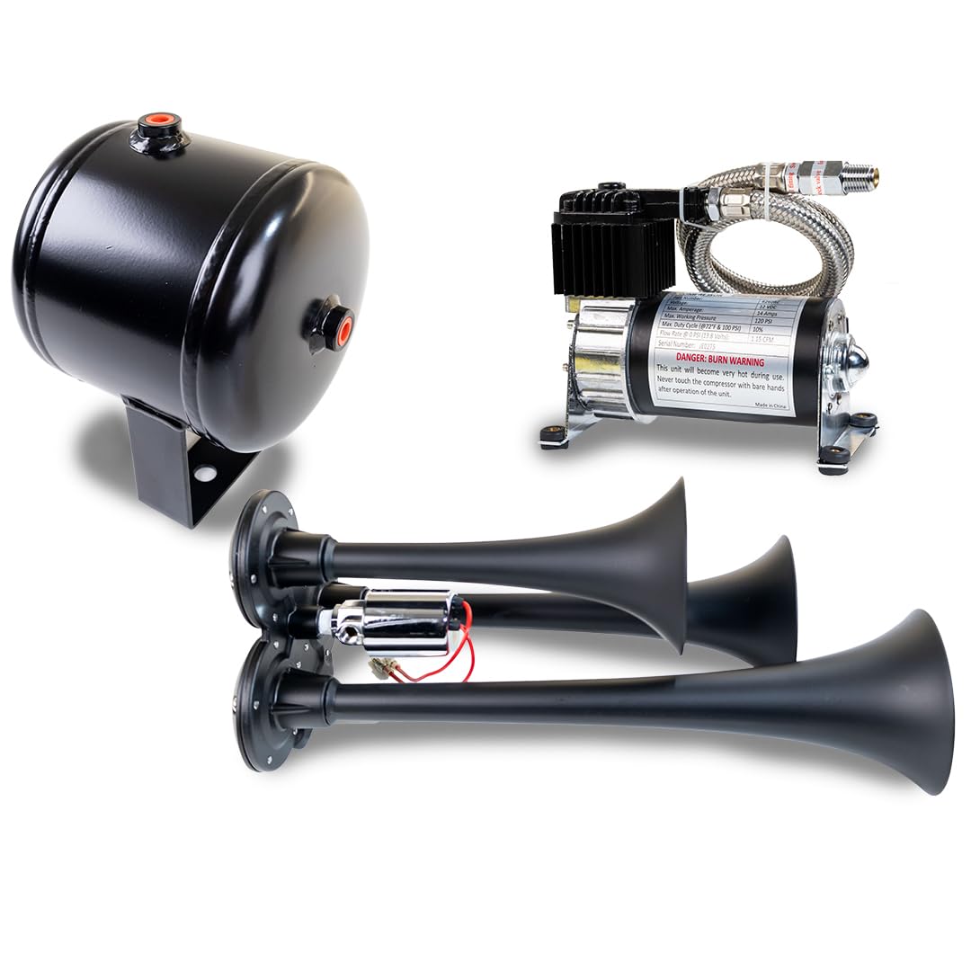 Kleinn HK3-1 Complete Air Horns Triple Package - Black