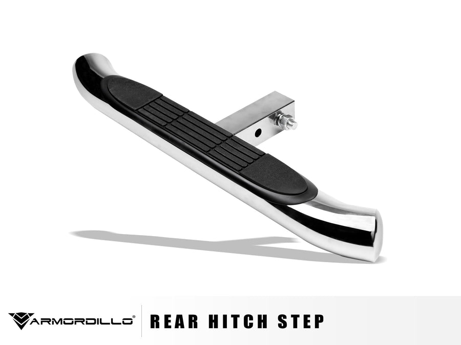 3" Round Armordillo Tubing Stainless Steel Hitch Step for Class 3 Trailer Hitch|2" Hitch Receiver Step Chrome/Polished Finished|7170155