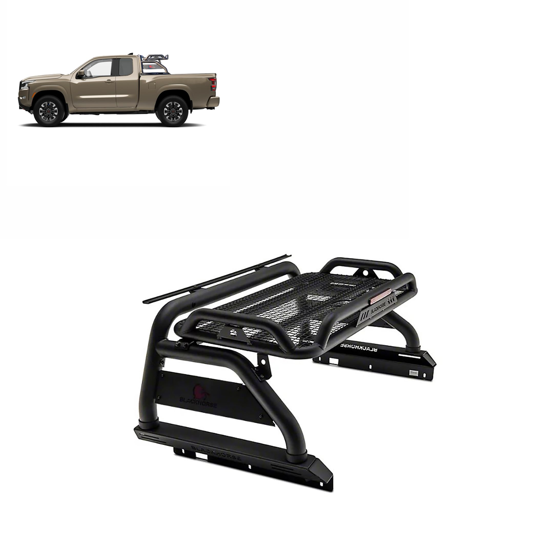 Atlas Roll Bar Black Black Horse Off Road Compatible with 2022-2023 Nissan Frontier-ATR22