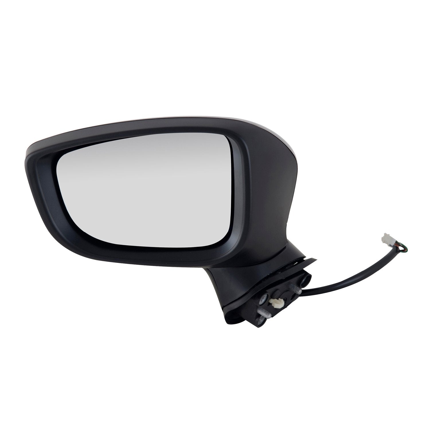 Driver Side Fit System Mirror for Mazda 3, Japan Built, Textured Black w/PTM Cover, Foldaway, w/o Blind spot Detection, Power
