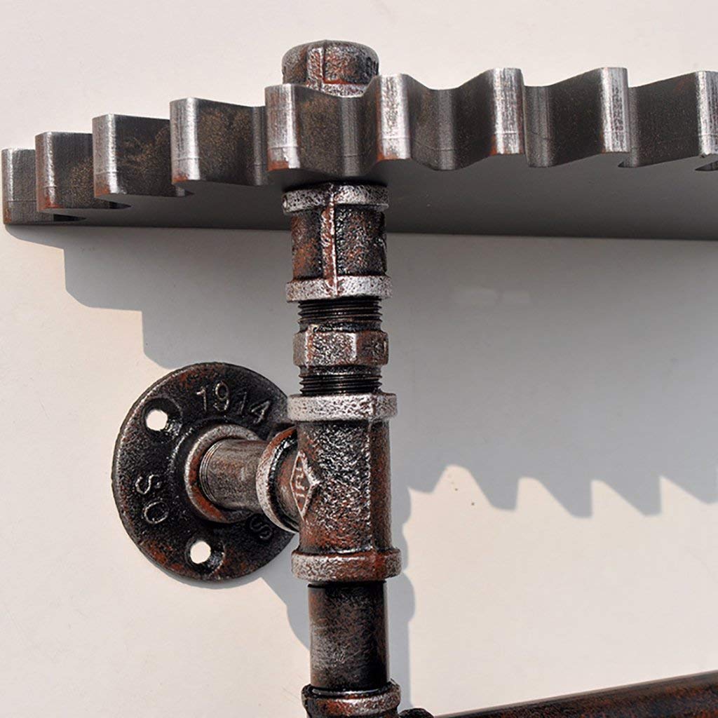 YIMJ Coat Rack Floating Shelf At Wall Attached Industrial Metal Whistle Rack With Wooden Shelf Bathroom Towel bar