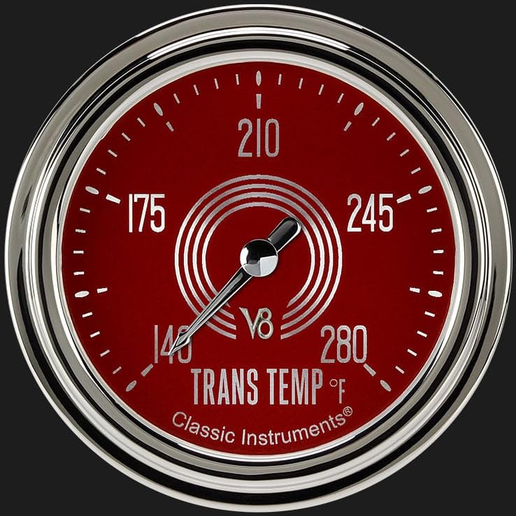 V8 Red Steelie Classic Instruments V8RS327SLC 2 5/8" Transmission Temperature Gauge