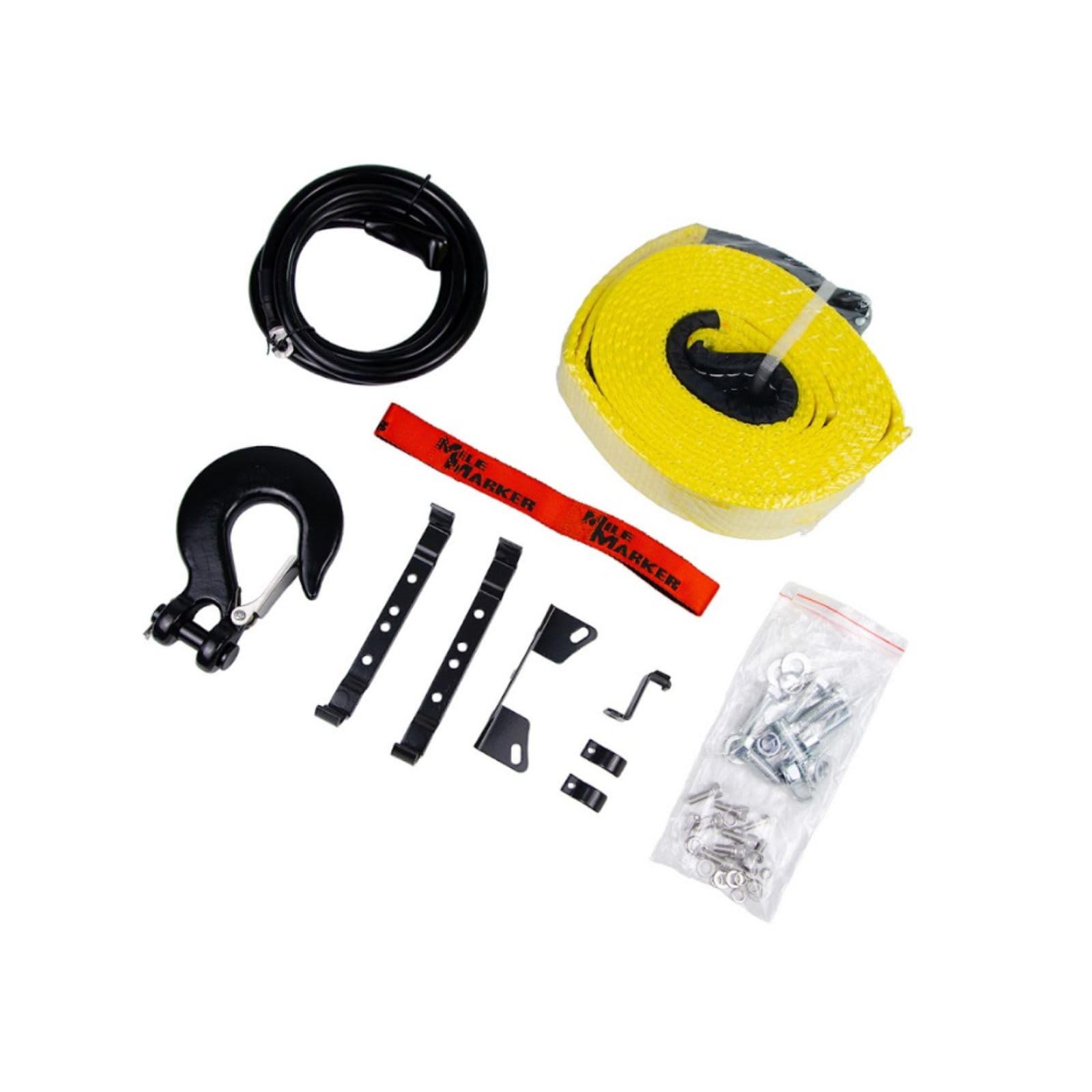 SEC15 Mile Marker 76-53260W Winch - 15000 lb. Pull Strength - Synthetic Rope & Hawse Fairlead - Built for Tough Terrains - Waterproof - Handheld Remote Controller Included - Withstands Rigorous Use