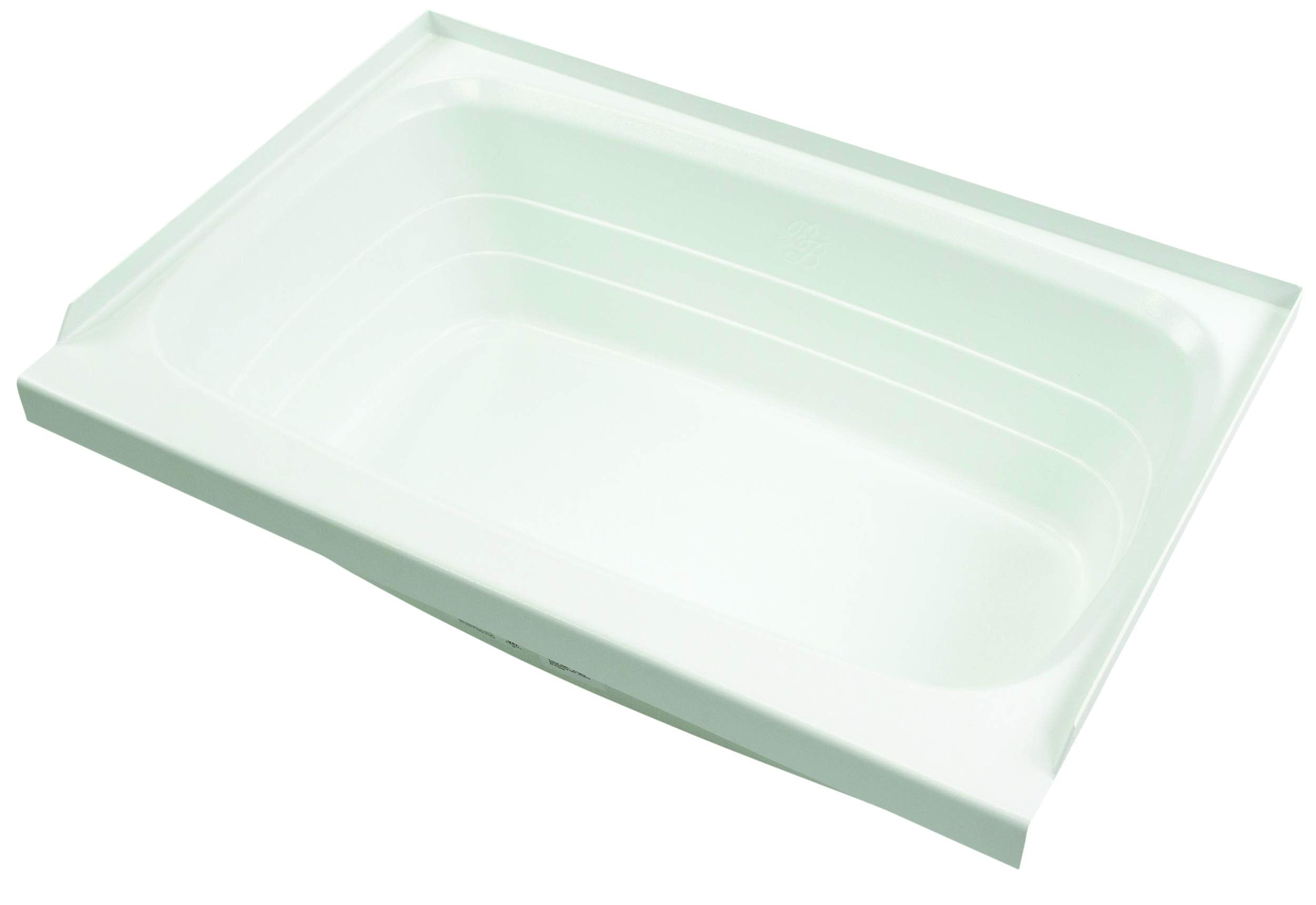 24" x 36" Lippert Replacement White Bathtub with Center Drain, Scratch-Resistant ABS Acrylic for RVs, Travel Trailers, 5th Wheels, Motorhomes - W2436CDSPK