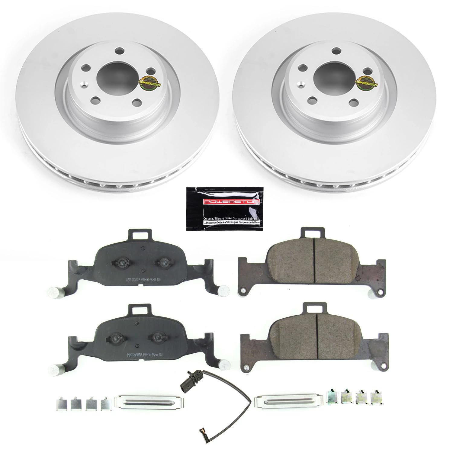 Power Stop Z23 CRK7648 Front Coated Rotor Kit-Coated Brake Rotors, Carbon Ceramic Brake Pads For A4, A4 Quattro, A4 allroad, A5 Quattro, A5 Sportback, A6 Quattro, Aud [Model Specific]