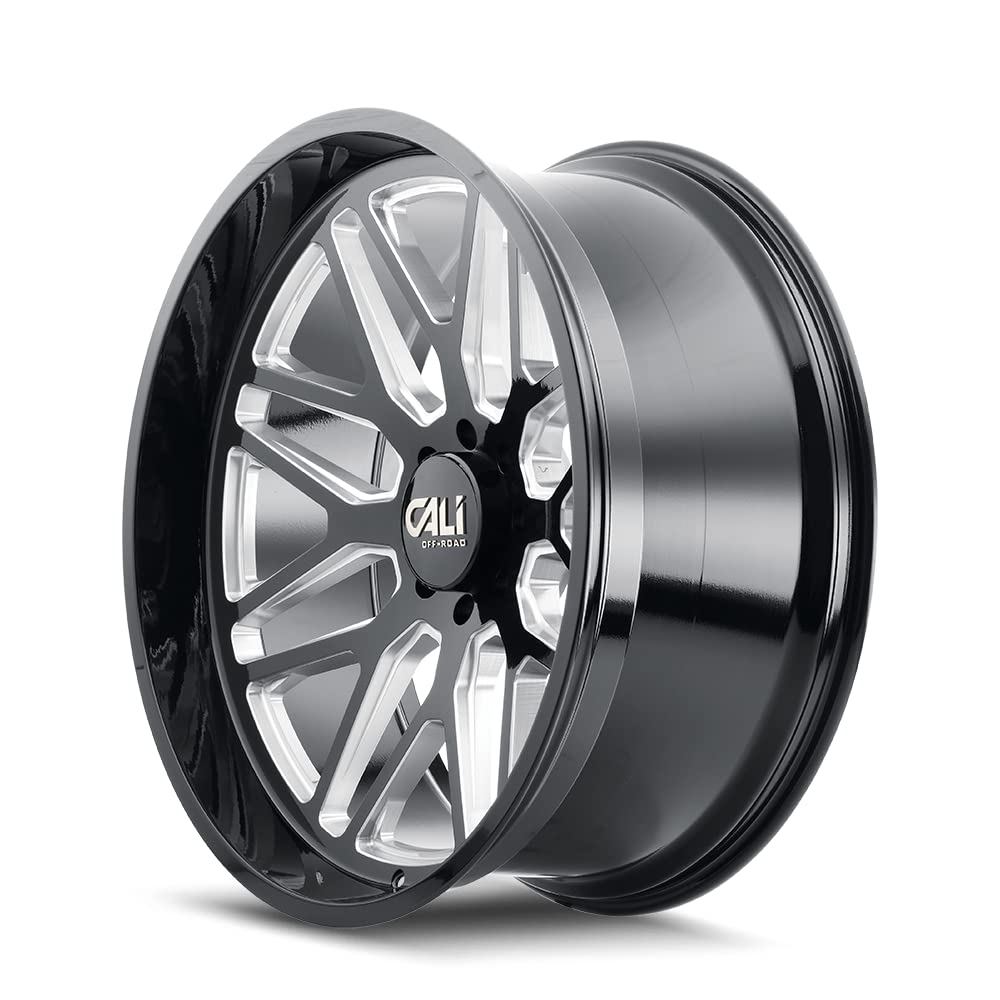 Cali Off-Road Gloss Black/Milled Spokes INVADER Wheel with Alloy Steel (28 x 12. inches /5 x 87 mm, -44 mm Offset)
