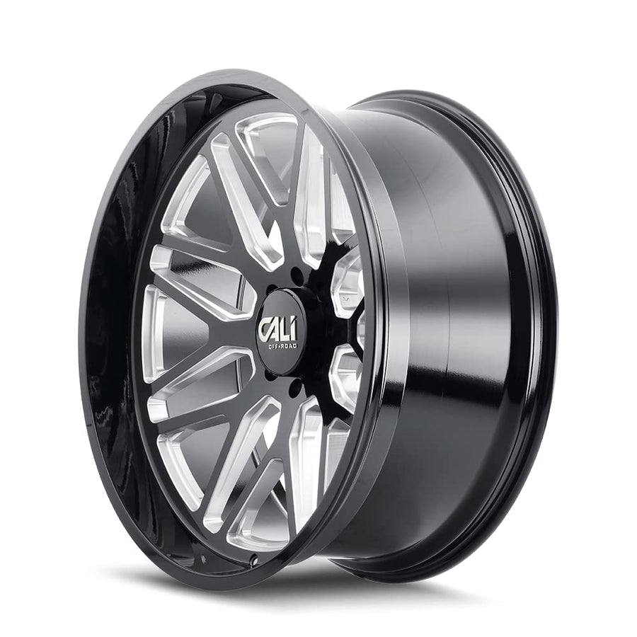 Cali Off-Road Gloss Black/Milled Spokes INVADER Wheel with Alloy Steel (28 x 12. inches /5 x 125 mm, -44 mm Offset)