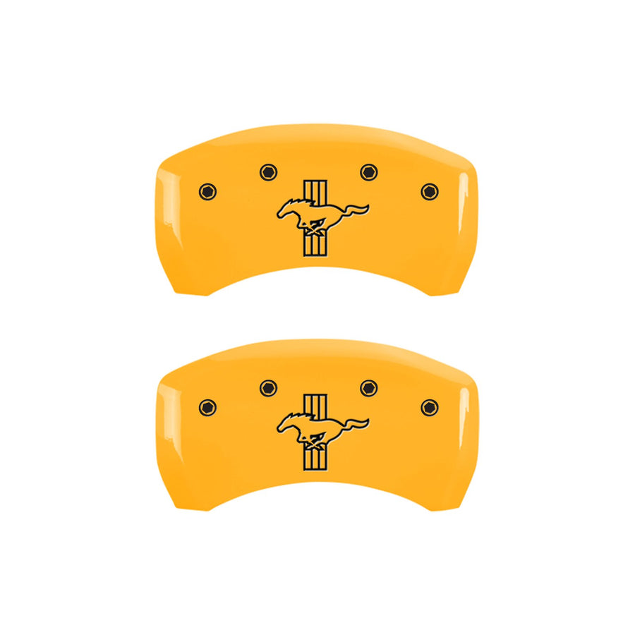 MGP Caliper Covers Yellow 10010RMB1YL Caliper Cover (Rear set 2, Engraved Rear: S197/Bar & Pony, yellow powder coat finish, black characters)