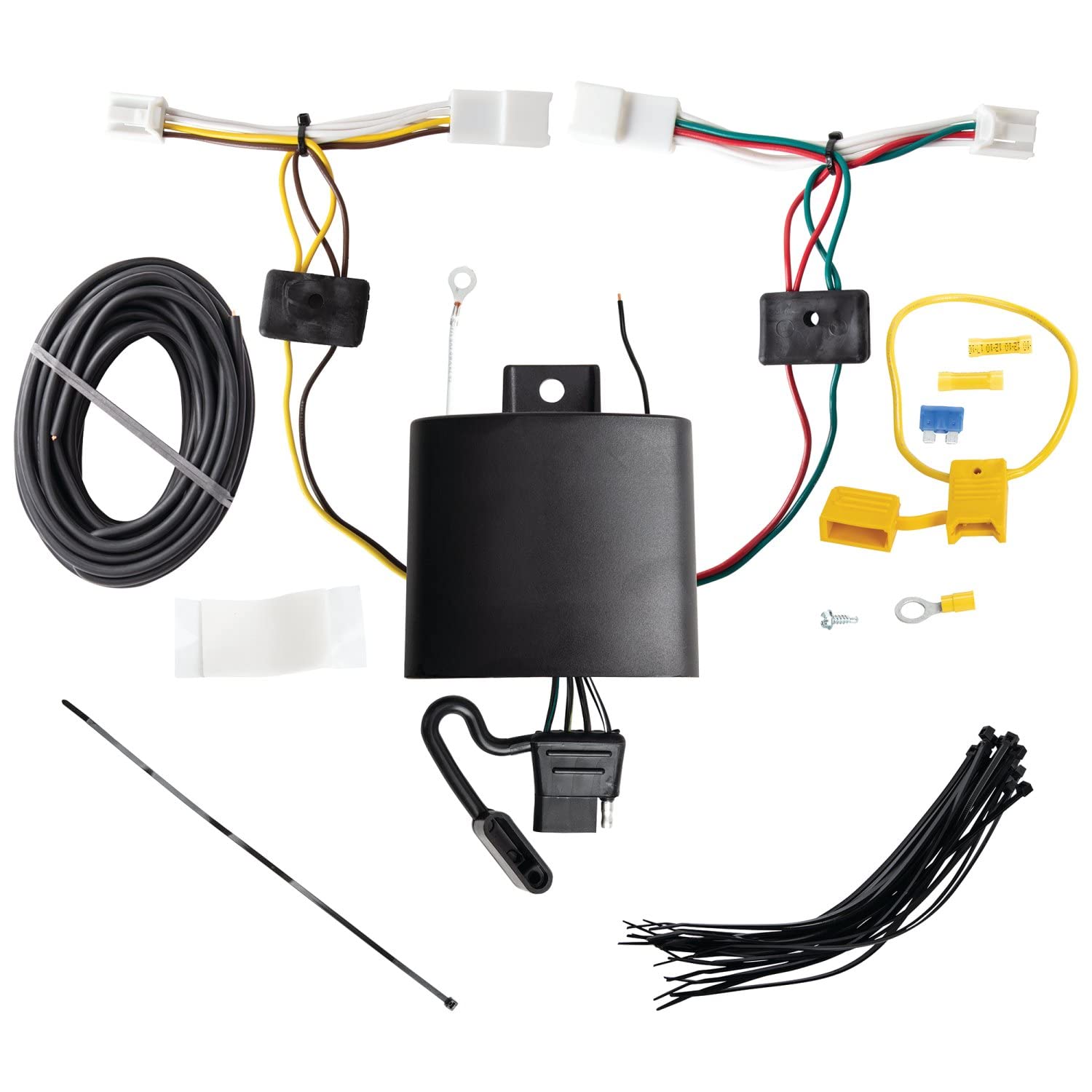 T-One Tow Connector Harness Assembly TEKONSHA 118868, 4-Way Flat, w/Circut Protected Modulite HD Module, Black, Compatible with 2022 Lexus NX250, NX350