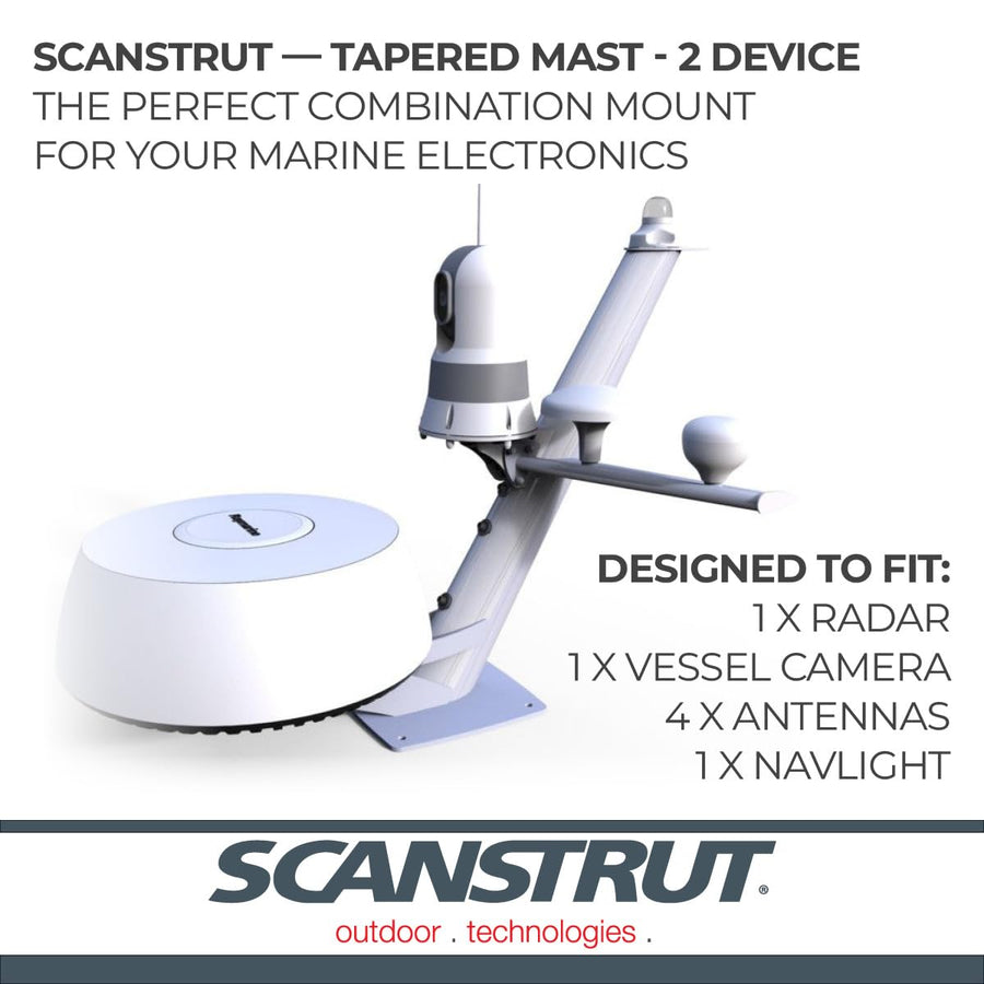 Scanstrut Tapered PTM-R1-1 Radar Mast for Lights, Cameras, GPS/VHF Antenna, and Raymarine, Garmin, Navico BR24/3G/4G Radomes