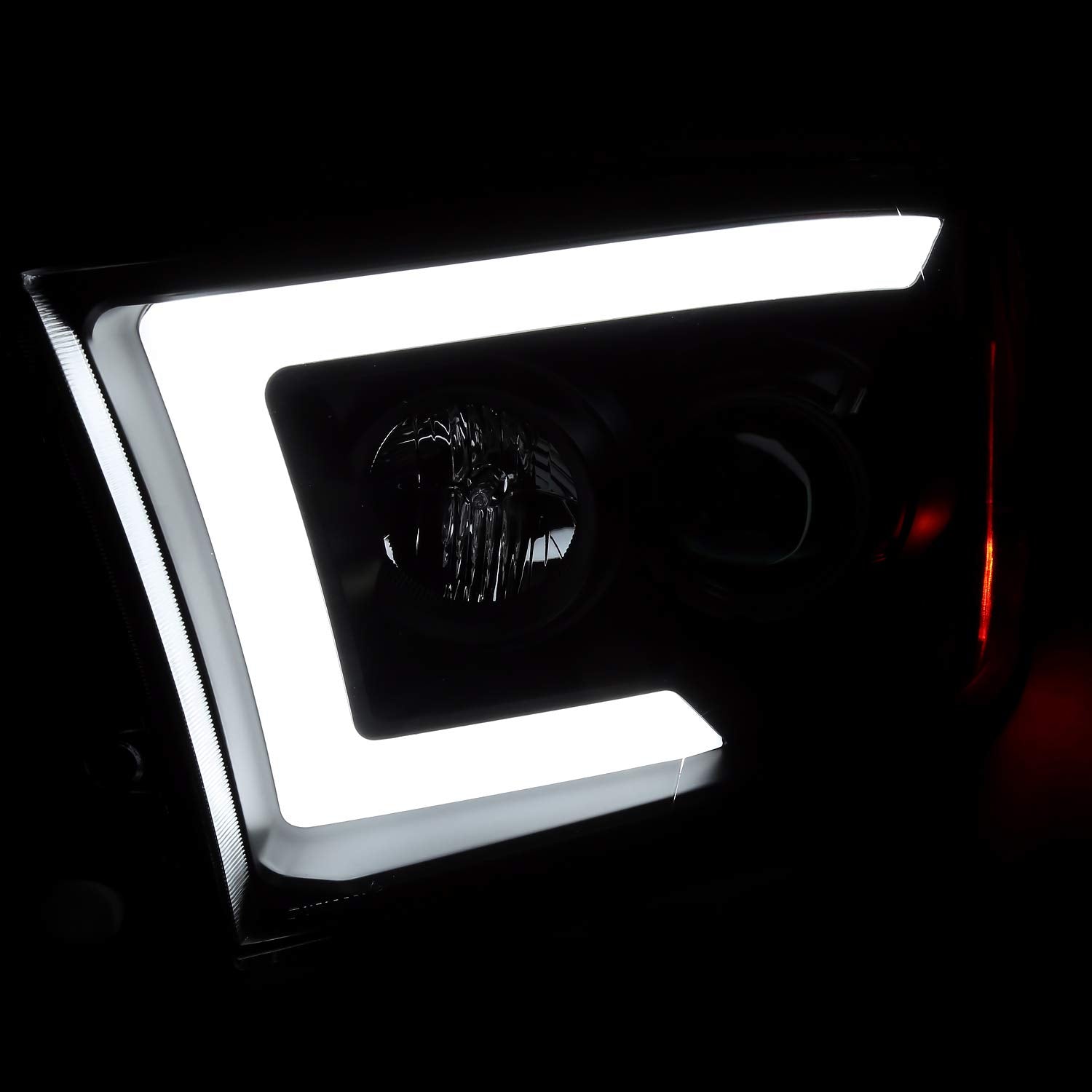Black SPEC-D TUNING Projector Headlights Sequential Switchback LED Signal Compatible with 2009-18 Dodge RAM 1500/2500/3500, 2019-24 Dodge RAM 1500 Left + Right Pair Headlamps Assembly