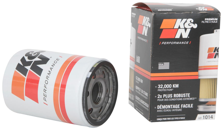 K&N Oil Filter Premium: 20,000 Mile Engine Protection with Wrench Off Nut: Compatible with Select JAGUAR/LAND ROVER/LINCOLN/FORD Vehicle Models (See Product Description for Select Models), HP-1014