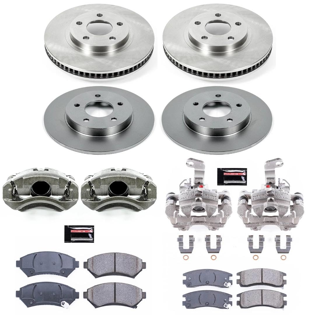 Power Stop KCOE1543B Front and Rear Autospecialty Stock Replacement Caliper Kit- OE Rotors, Ceramic Brake Pads, Calipers For Buick LeSabre, Buick Park Avenue, Pontiac Bonneville [Model Specific]