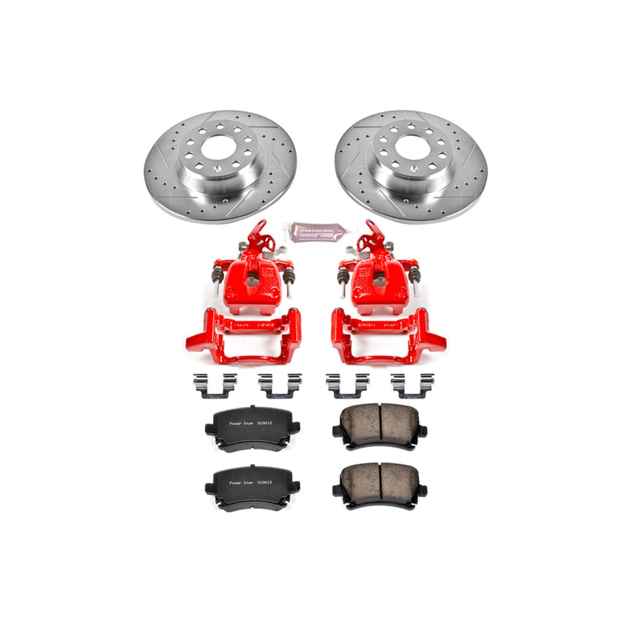 Power Stop 1-Click Performance Brake Kit with Caliper For Audi A3 2009, Audi A3 Quattro 2006-2009 [Model Specific]