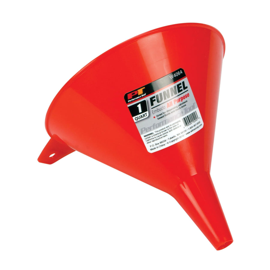 W4064 Performance Tool All Purpose Funnel, 1 Quart Capacity, Red