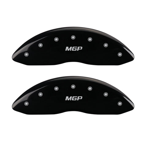 Caliper Covers MGP 23222SMGPBK (Black Powder Coat Finish, Engraved Front and Rear: MGP, Silver Characters, Set of 4)