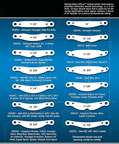 Racing Optics Xstack Helmet Tear Off - Racing Optics10204C Fits Simpson: RX, Super Bandit, Dimond Back and Raider