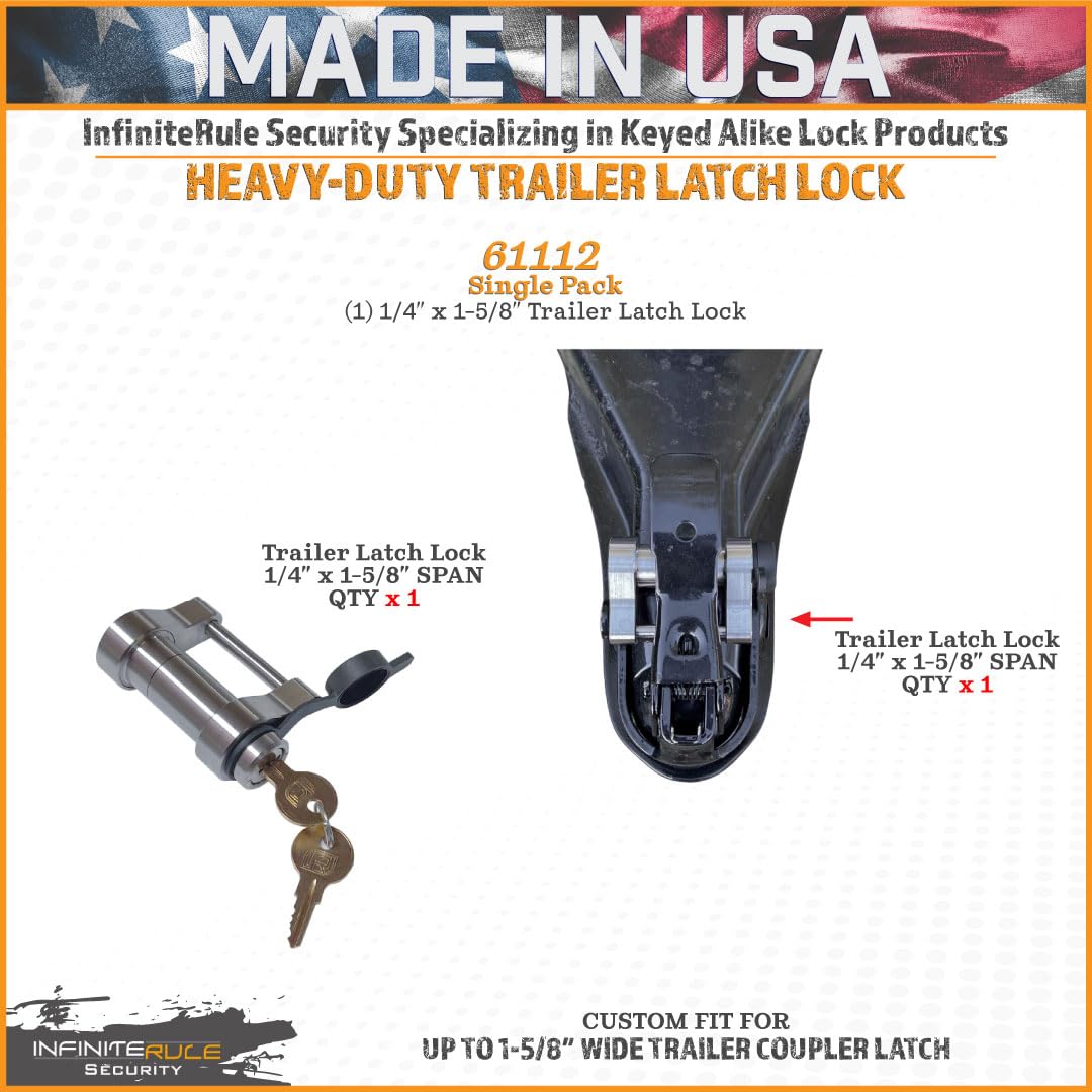 Trailer Latch Lock InfiniteRule 61112 for 1-5/8" Trailer Coupler Latch