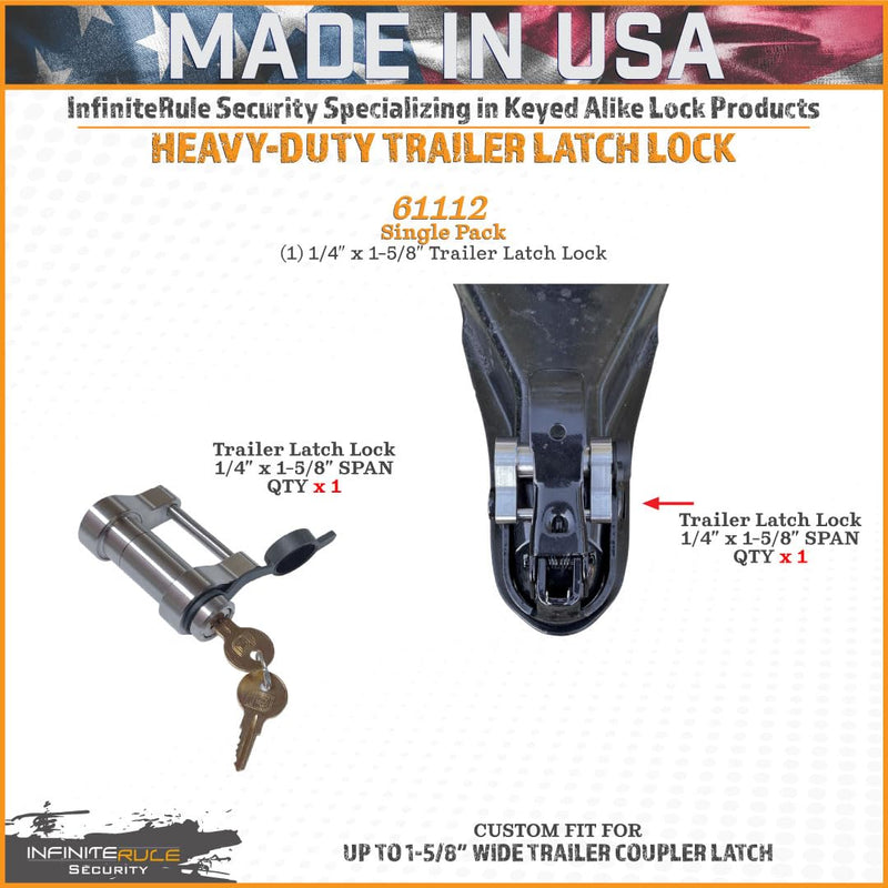 Trailer Latch Lock InfiniteRule 61112 for 1-5/8" Trailer Coupler Latch