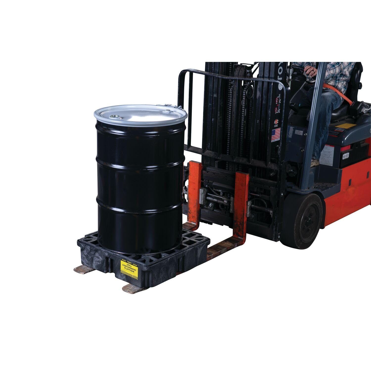 Eagle One Modular Drum Spill Platform, 26.25"x26"x6.5", 15 Gallon Sump, 2,000 lbs. Load Capacity Containment Tray, Made in USA, Black, 1633B