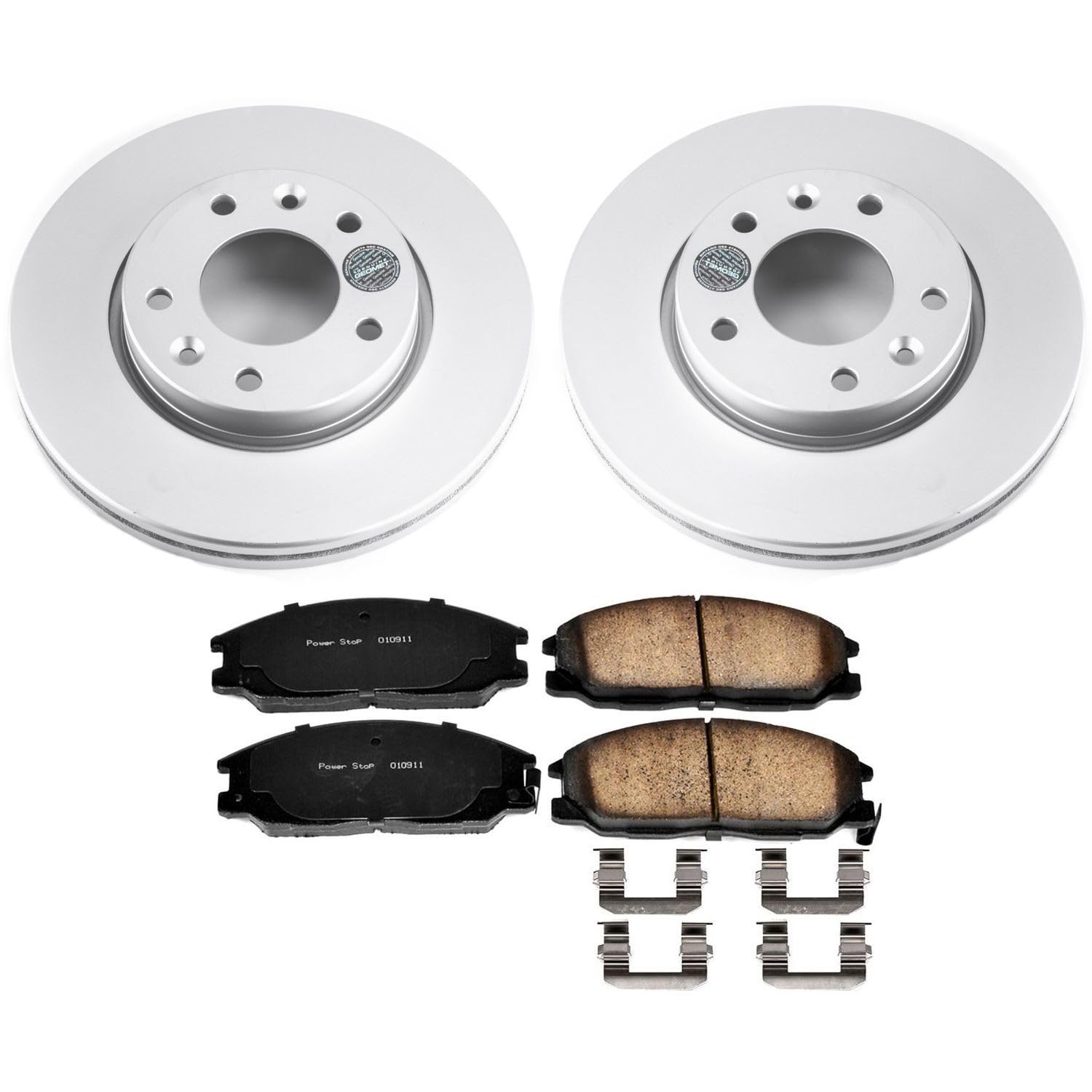 Power Stop Coated CRK5252 Brake Rotors and Z17 Ceramic Brake Pads Kit For Kia Sedona 2002-2004 [Model Specific]