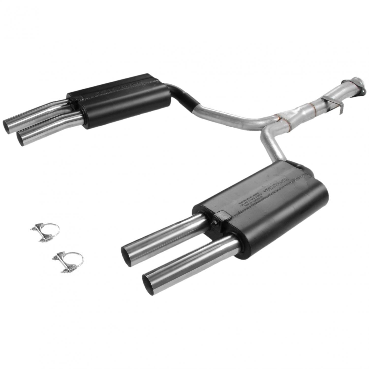 Flowmaster Force II 17153 Cat-Back Exhaust Kit 2.5 Inch Aluminized Steel Quad 2.5 Inch Brushed 304 Stainless Steel Tips Compatible with 1986-1990 Chevy Corvette 5.7L
