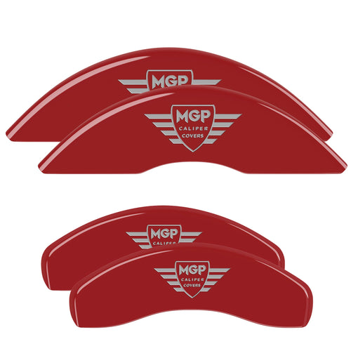 Brake Caliper Covers MGP for 2019-2025 RAM 1500 (Requires 18"+ Wheels or Larger) Engraved MGP Logo, Red Powder-Coated Finish, Aluminum Front and Rear Caliper Covers (Set of 4)