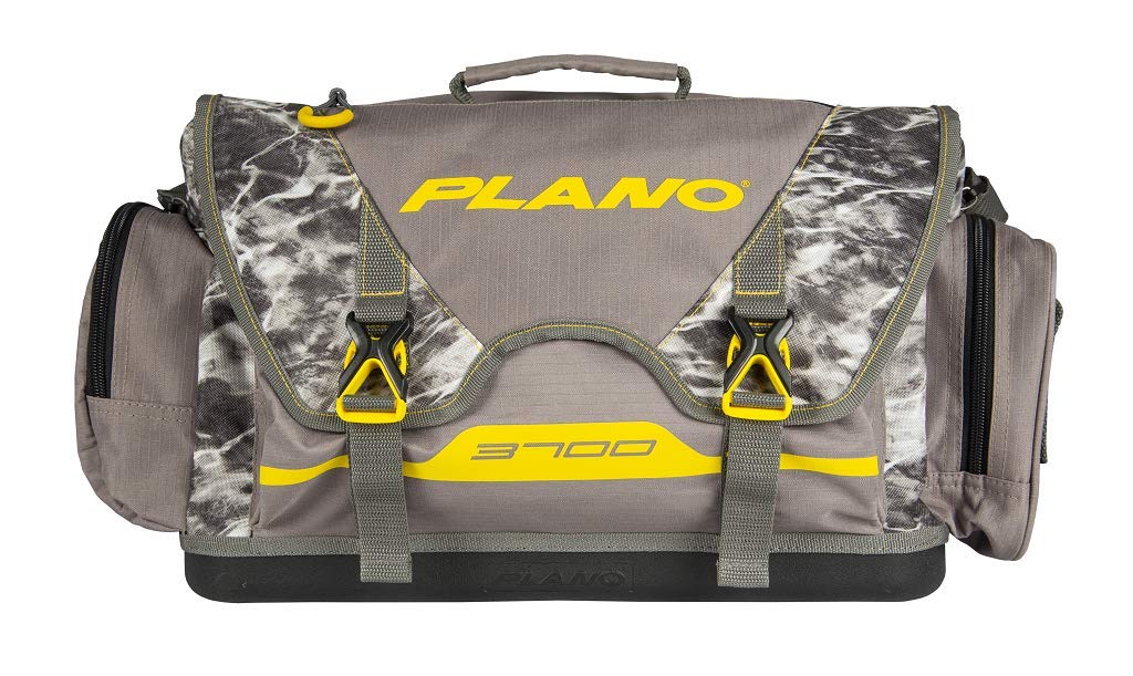B-Series Plano 3700 Mossy Oak Manta Tackle Bag, Manta Camo with Yellow Accents, Includes 4 3700 StowAway Utility Organization Boxes, Large Premium Fishing Storage