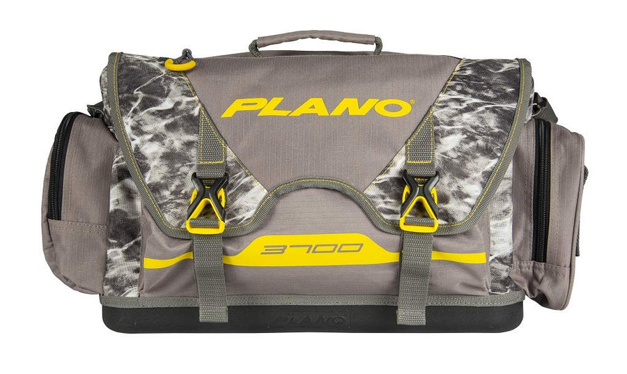 B-Series Plano 3700 Mossy Oak Manta Tackle Bag, Manta Camo with Yellow Accents, Includes 4 3700 StowAway Utility Organization Boxes, Large Premium Fishing Storage