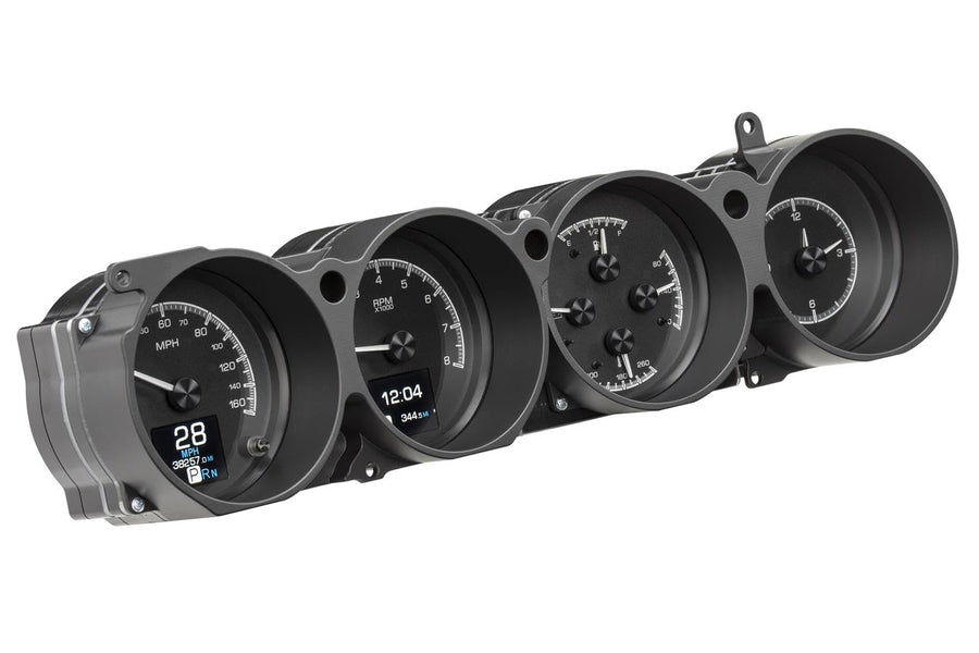 Dakota Digital HDX-70D-CLG-K Analog Gauge System Compatible with 1970-74 Dodge Challenger and 1970-74 Plymouth Cuda with Rallye Dash Black Alloy