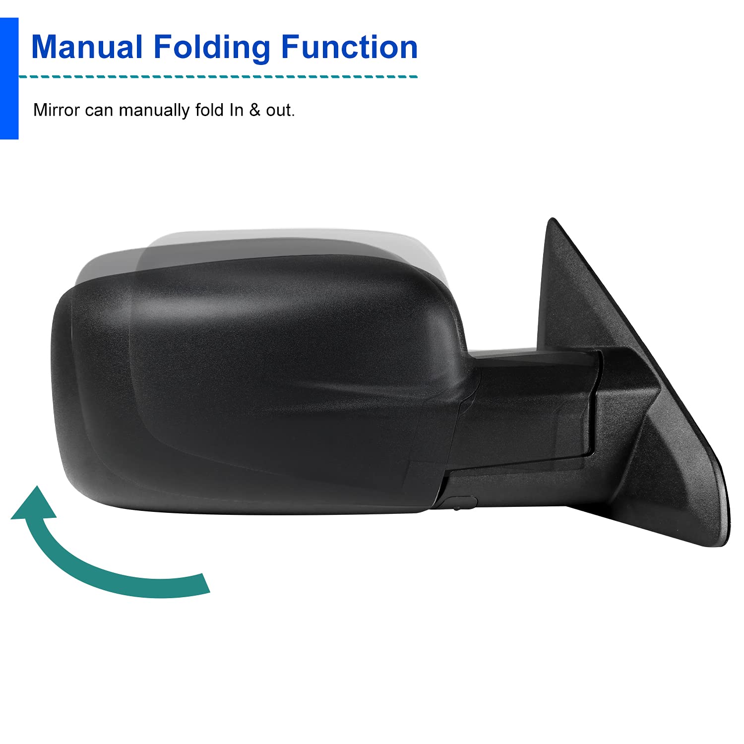 Passenger Side View Mirror Spec-D Tuning Manual Fold Compatible with 2009-2018 Dodge Ram 1500, 2019-2021 Classic