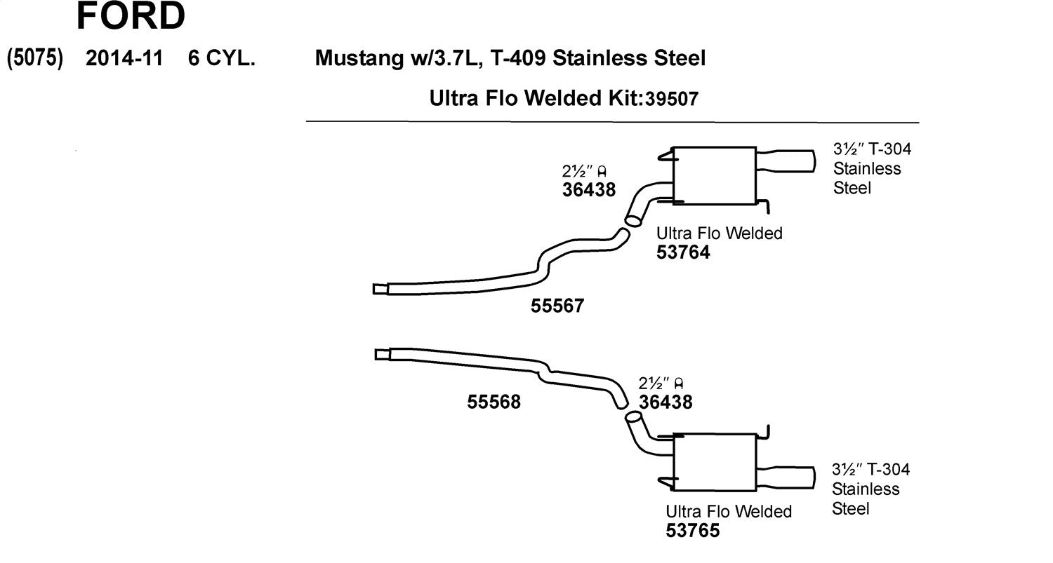 Ultra Flo Dynomax 53765 Exhaust Muffler Assembly for Ford Mustang