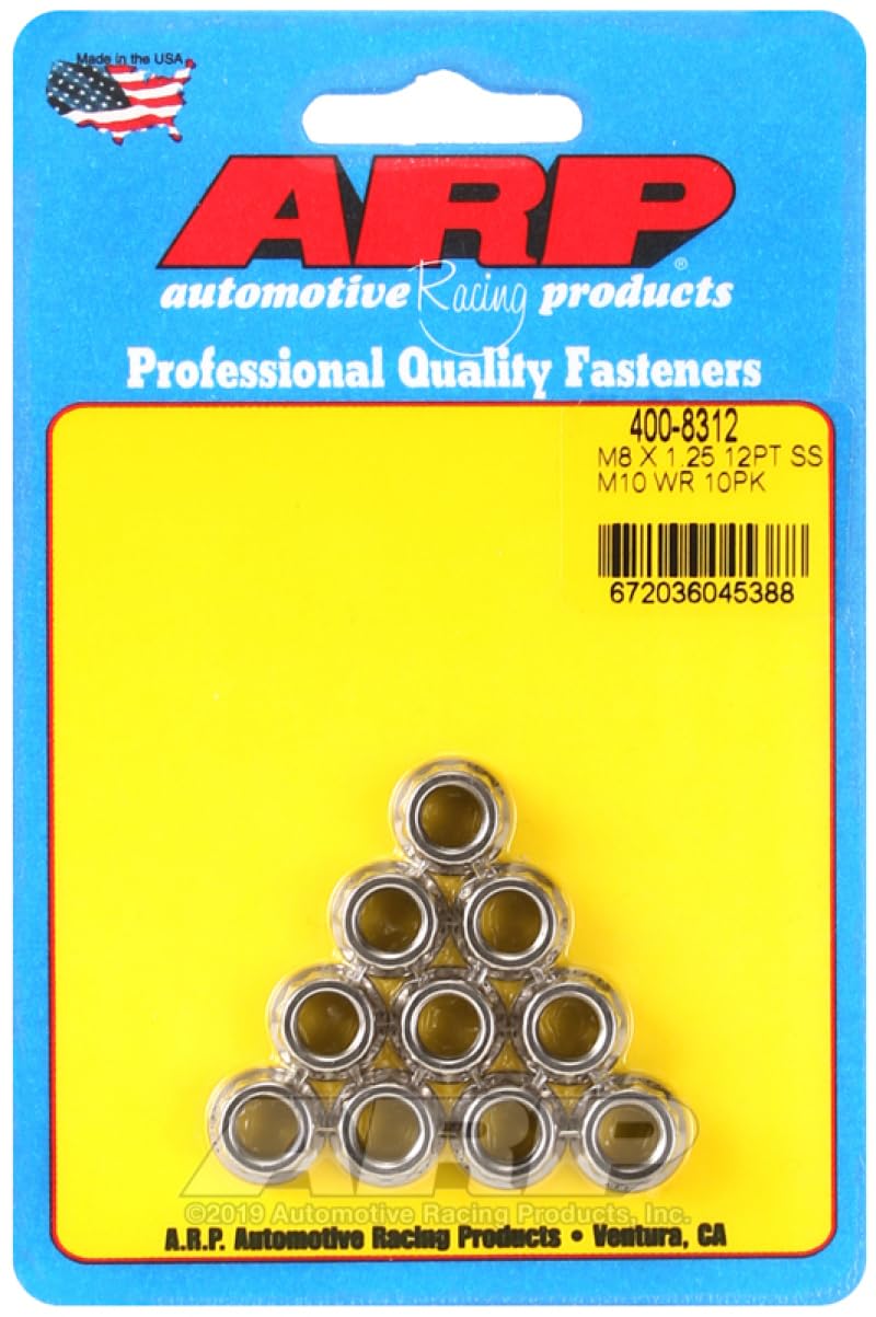 ARP Nut Kit 400-8312 (M8 X 1.25 SS M10 socket 12pt nut)