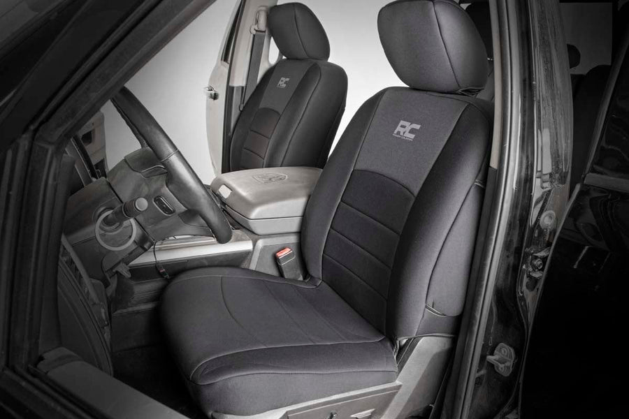 Rough Country Neoprene Seat Covers for 1500 Ram (2009-2018) & 2500 (2010-2018) - Waterproof & UV Resistant, Foam Padded, Front & Rear Seat Cover Set