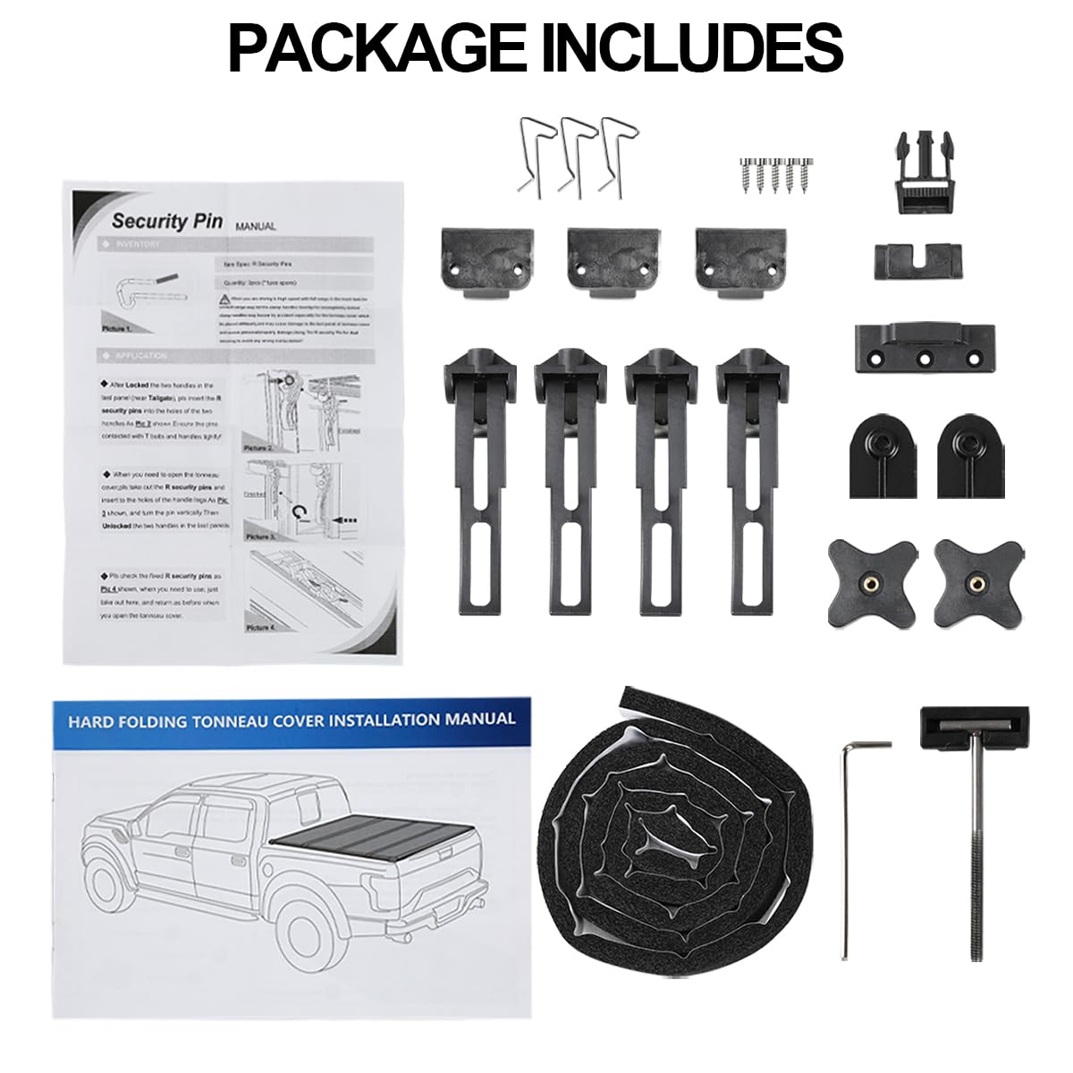 Hard Quad Fold Tonneau Cover Spec-D Tuning Compatible with 2007-2019 Chevy Silverado, GMC Sierra 5'8" Bed