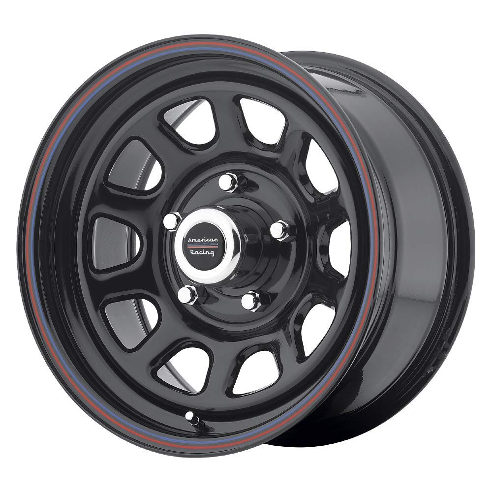 American Racing AR767 Custom Wheels Gloss Black Wheel With Red And Blue Strip (15x10"/5x139.7mm, -38mm offset)