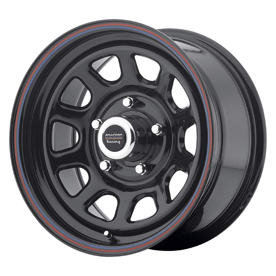 American Racing AR767 Custom Wheels Gloss Black Wheel With Red And Blue Strip (15x10"/5x139.7mm, -38mm offset)