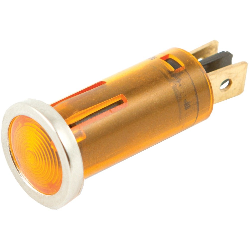 12 Volt WirthCo 20540 Amber Indicator Light with Chrome Bezel (1/2 Inch Round)
