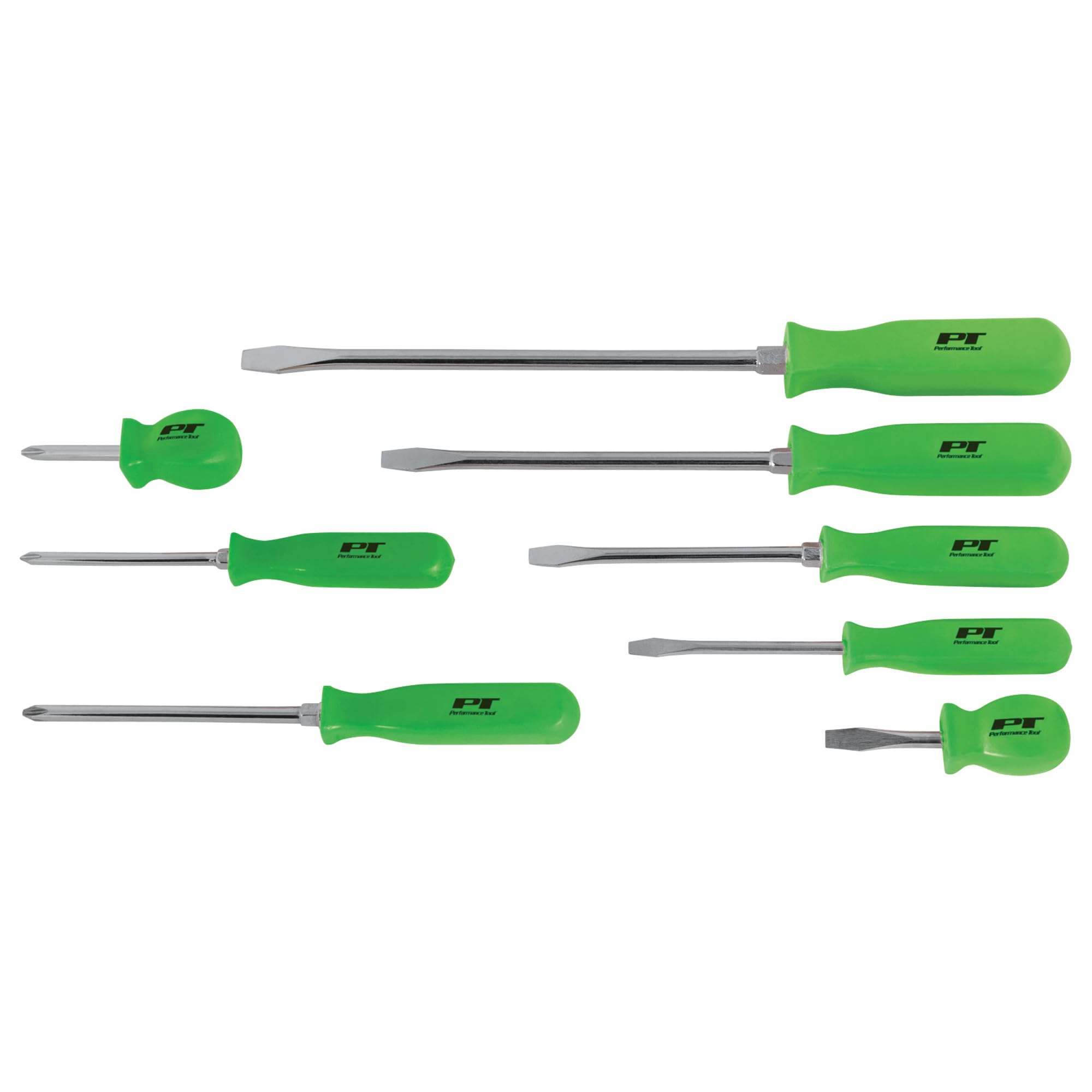 High Visible Performance Tool W904GN Screwdriver Set, 8-Piece, Green
