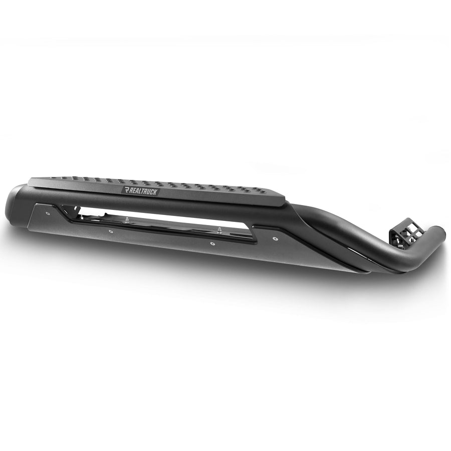 RC3 Grille Guard Go Rhino w/Center Steel Step and Hole for 20" Single Row LED Light Bar | Mild Steel, Textured Black | 55211T