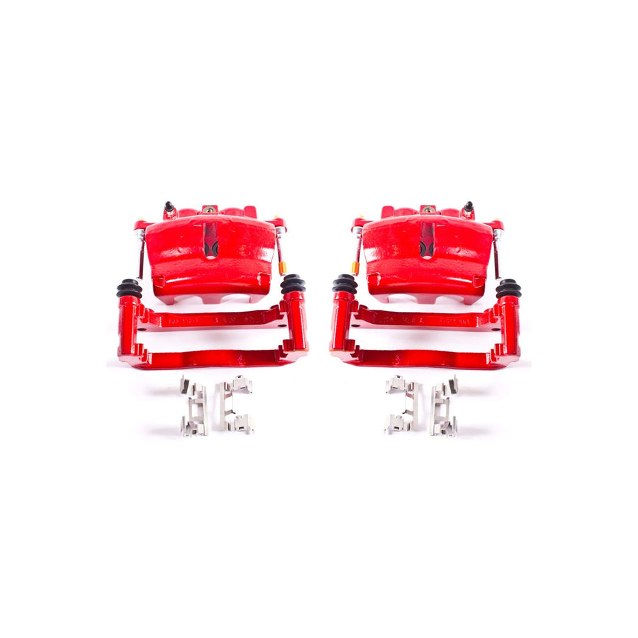 Power Stop Front S5004 Pair of Calipers High-Temp Red Powder Coated for Enclave, Rainier, Trailblazer, Traverse, Acadia, Acadia Limi, Envoy, Envoy, Saab 9-7x, Outlook [Model Specific]