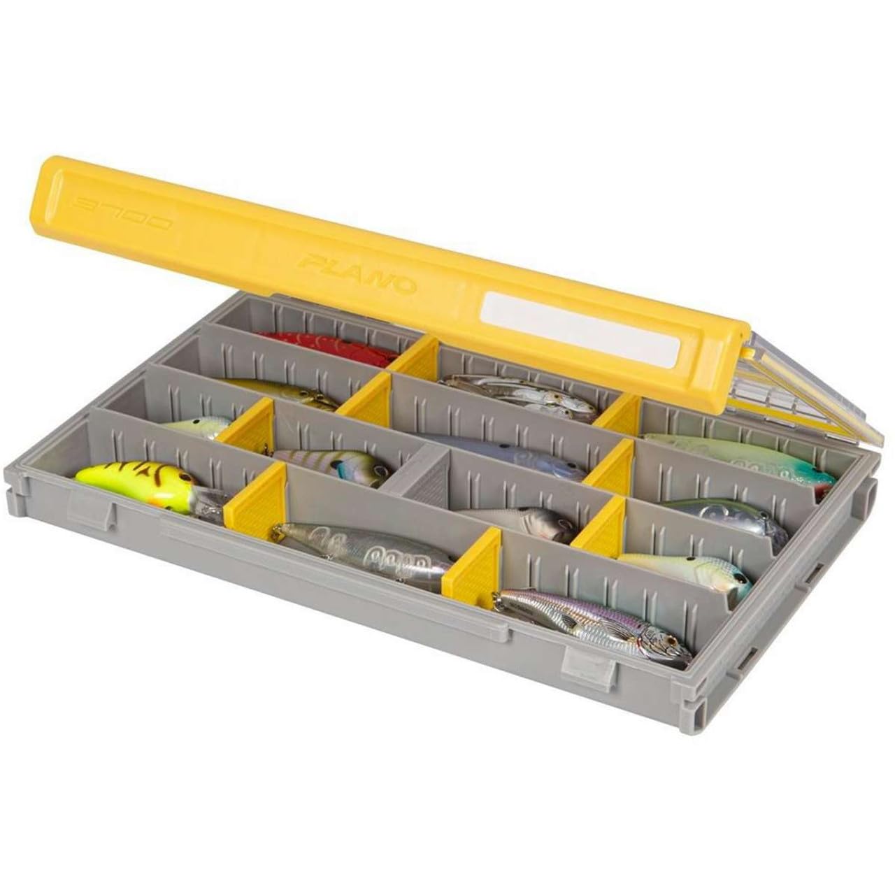 Plano 3700 EDGE Premium Tackle Utility Box, Gray and Yellow, Stackable Organizers, Waterproof, Rust-Resistant Bait and Tackle Storage