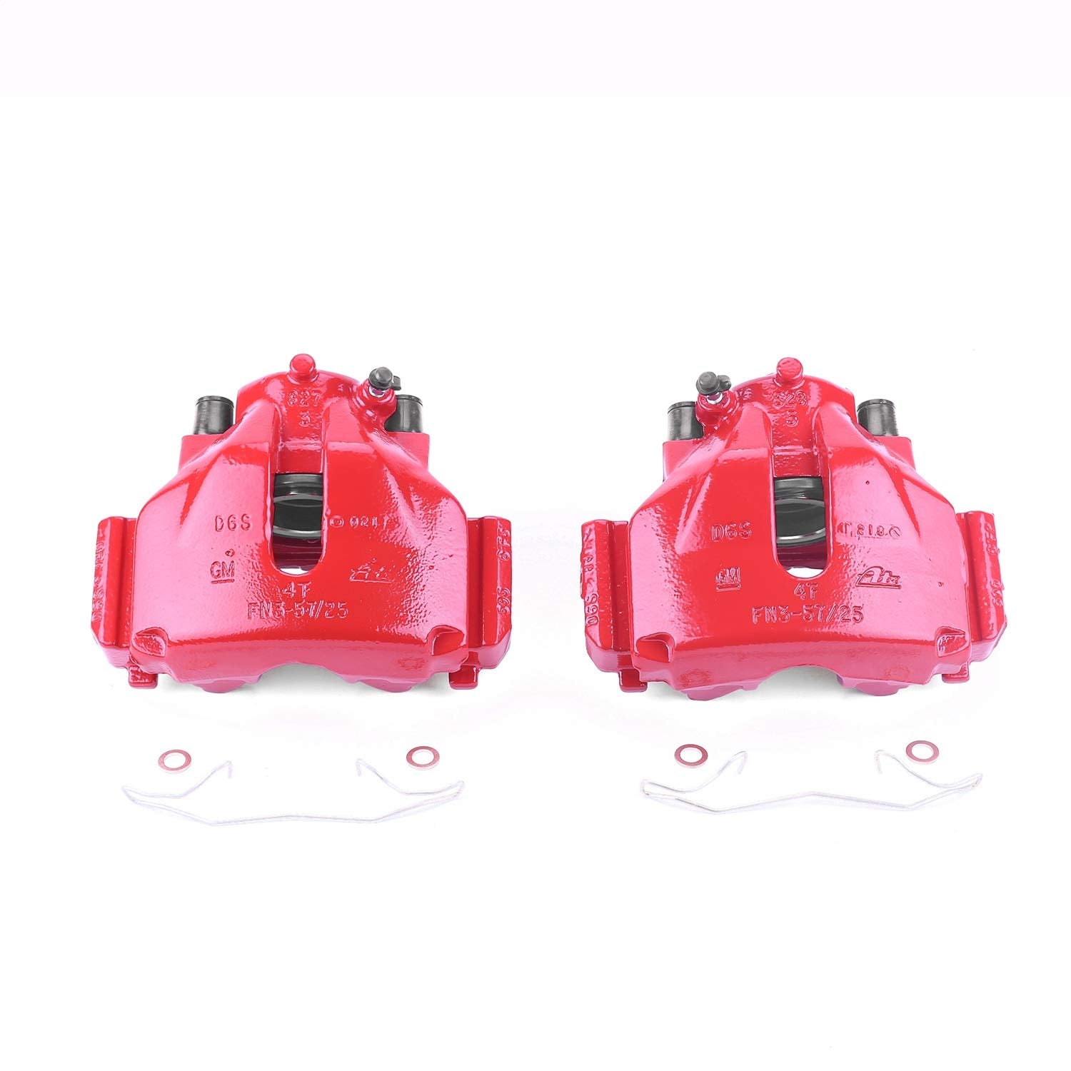 Power Stop S2038 Front Pair of High-Temp Red Powder Coated Calipers For Saab 9-3, Saab 9-5, Saab, L100, L200, L300, LW200, LW300 [Model Specific]
