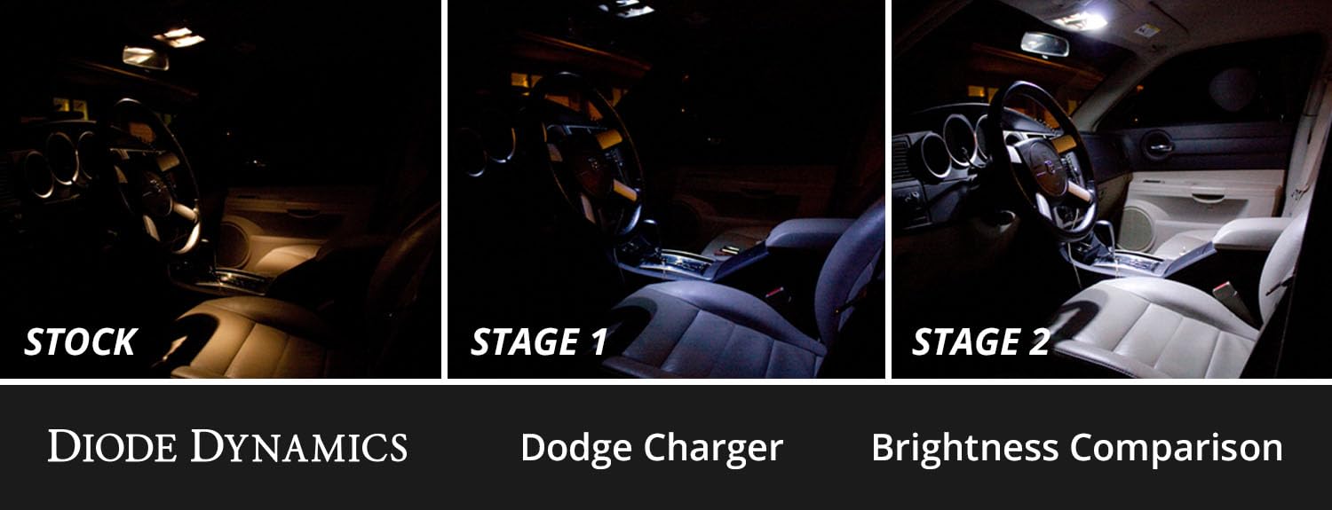 Diode Dynamics interior bulb pack LED compatible with Dodge Charger 2006-2010, Stage 1