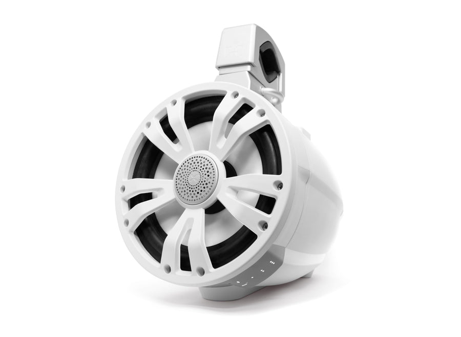 SoundExtreme TB8 8-inch ExtremeTower Powersports Marine Waterproof Sealed 2-Way – 1 Battery-Powered Bluetooth Amplified Speaker + 1 Passive Speaker – White