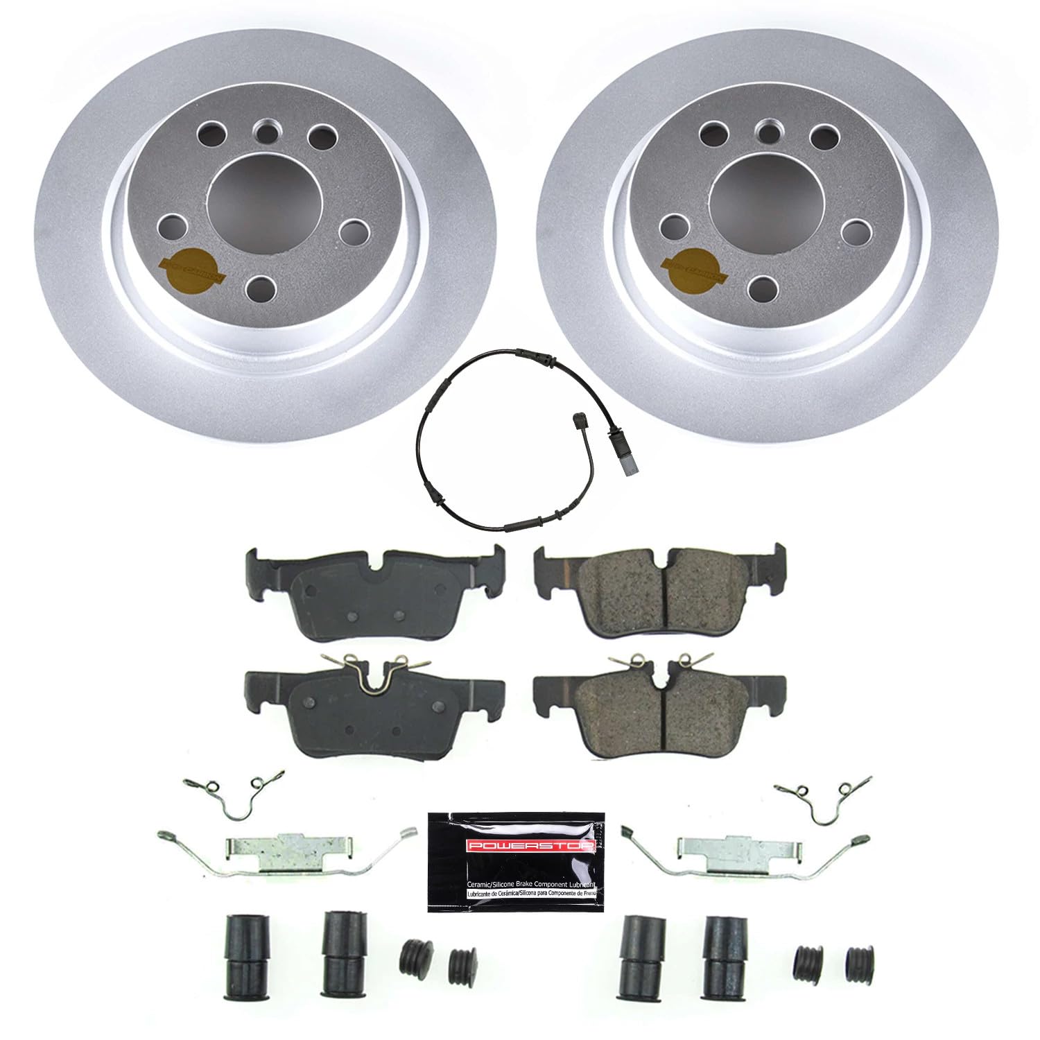 Power Stop Z23 Rear Coated Rotor Kit-Coated Brake Pads, Carbon Ceramic Rotors